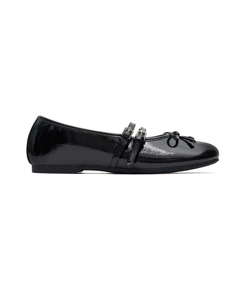 SQUARE TOE TWO STRAP MARYJANES(ENAMEL) - BLACK UK3.5(230)