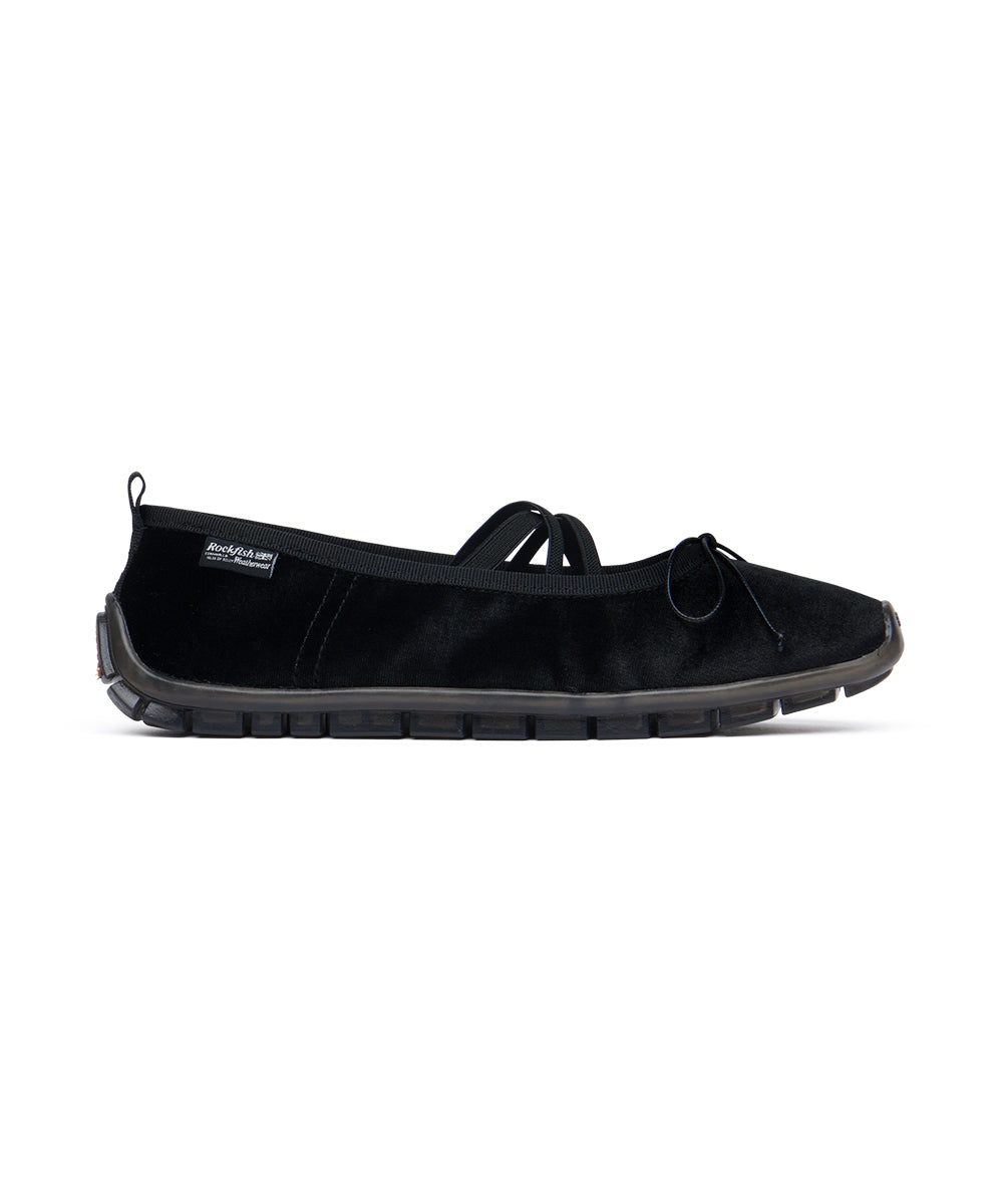 BELLA CROSS BANDING FLATS(PEBBLE SOLE) - BLACK UK3.5(230)