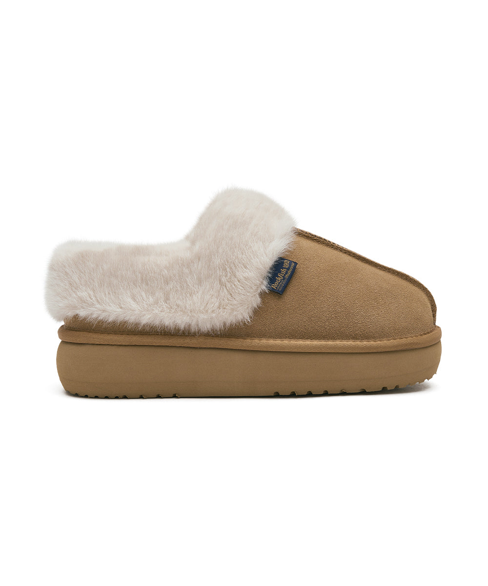 CLOUDY FLATFORM FUR MULES - CHESTNUT UK3.5(230)