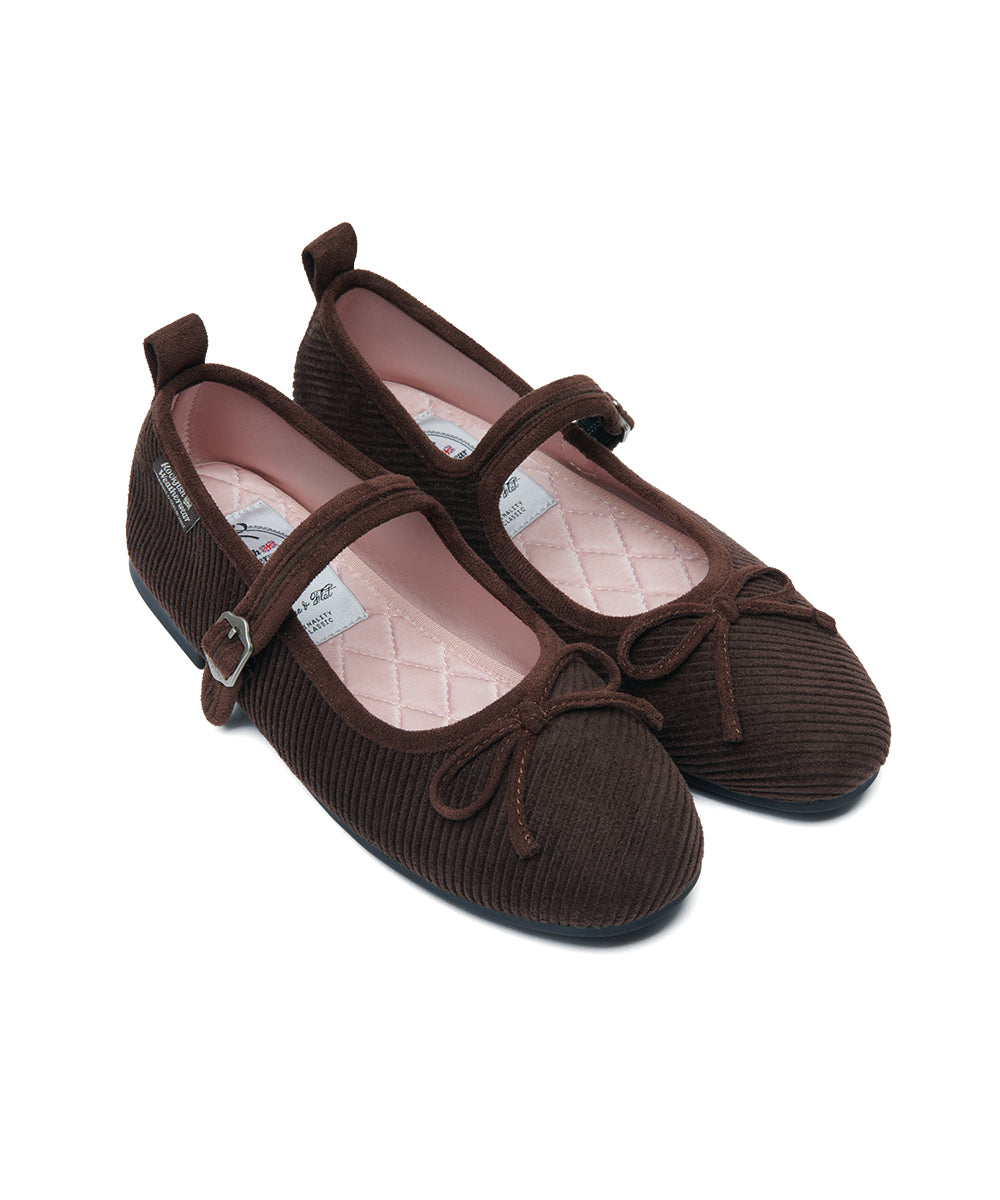 BELLA MARYJANES(CORDUROY) - BROWN UK3.5(230)