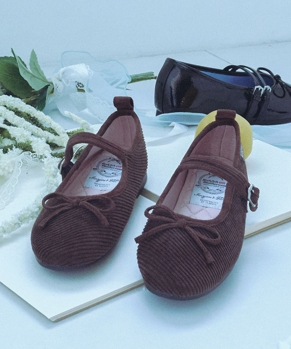 BELLA MARYJANES(CORDUROY) - BROWN UK3.5(230)