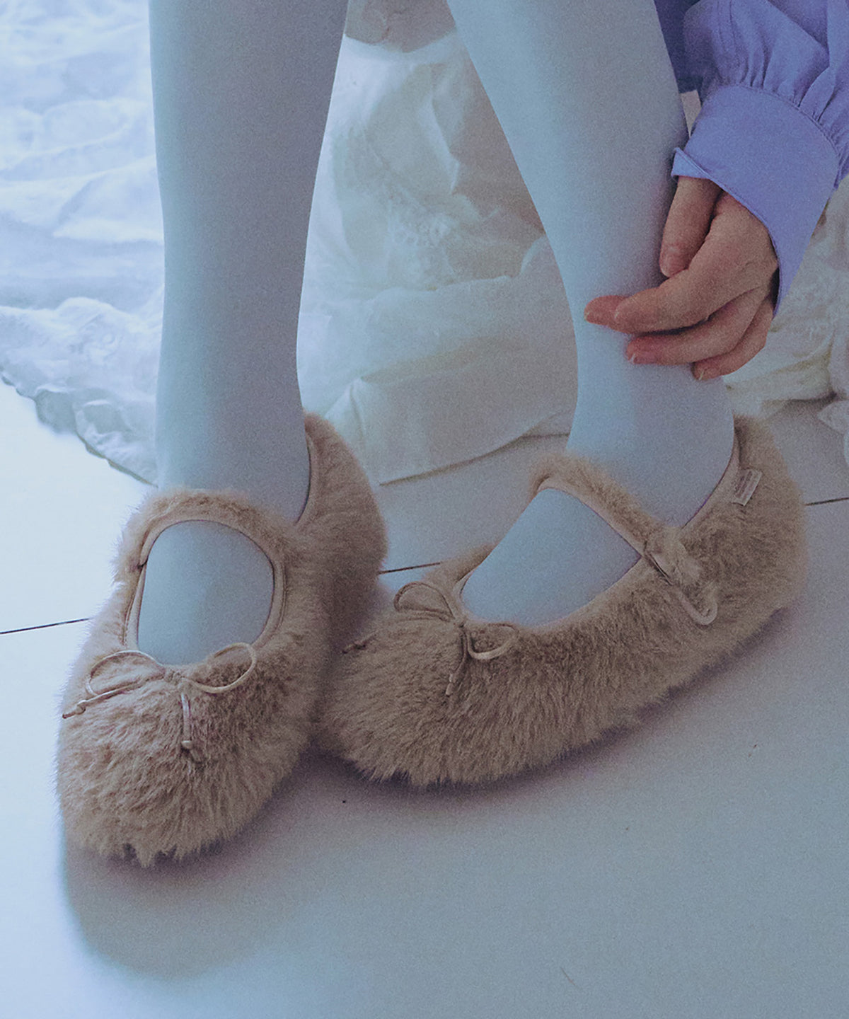 BELLA FUR MARYJANES - BEIGE UK3.5(230)
