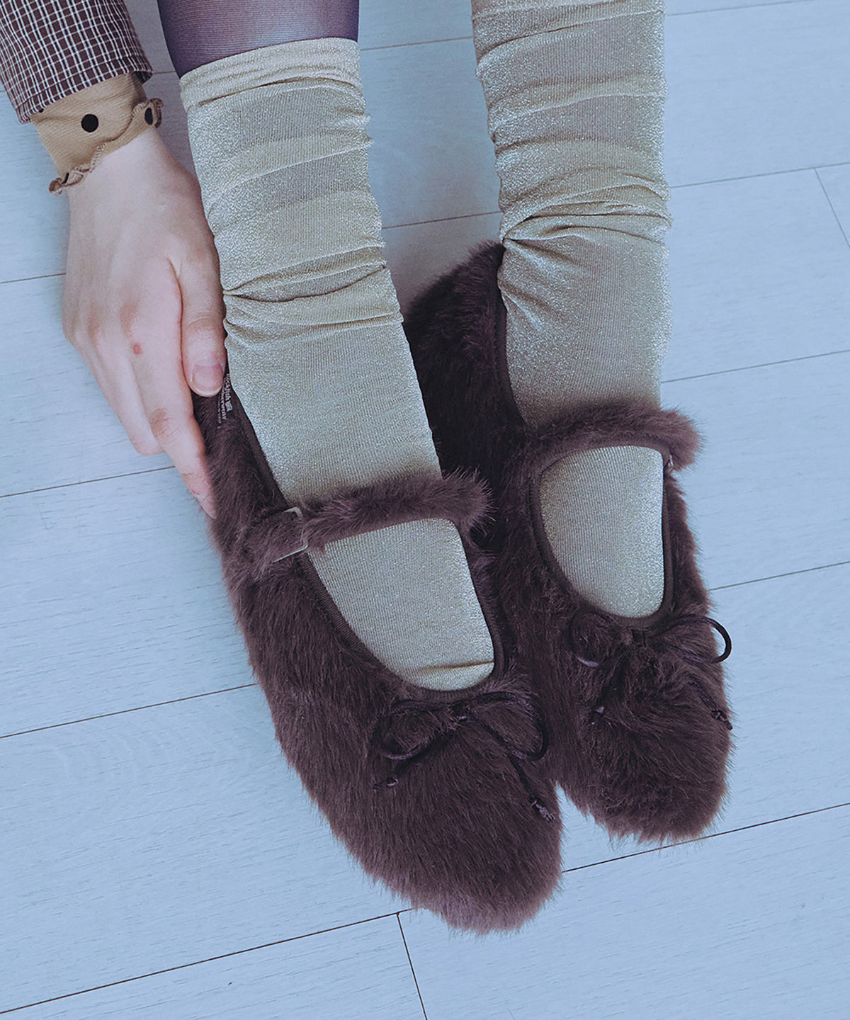 BELLA FUR MARYJANES - BROWN UK3.5(230)