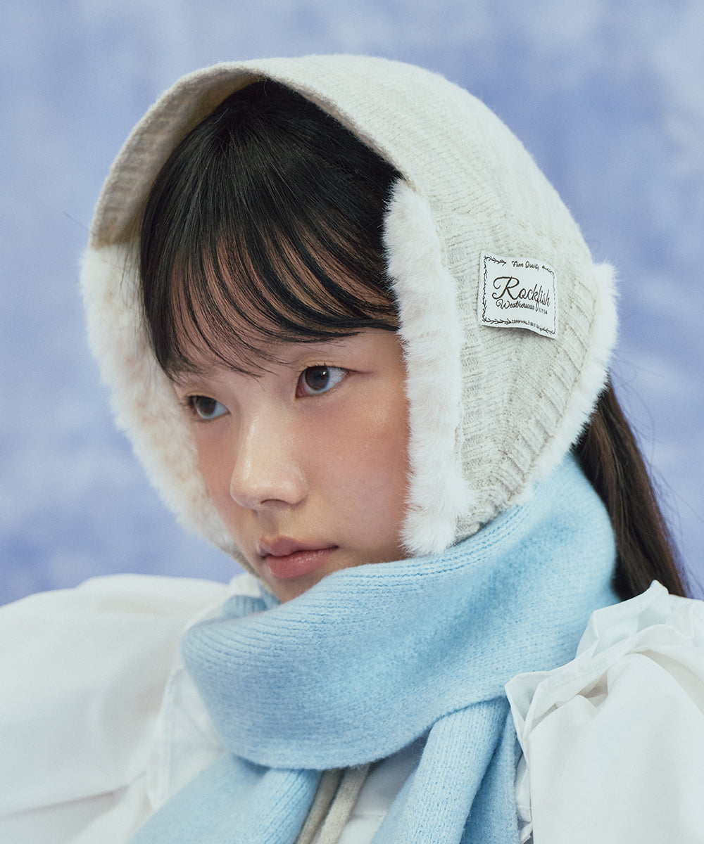 FLUFFY EARMUFF - LIGHT GREY FREE