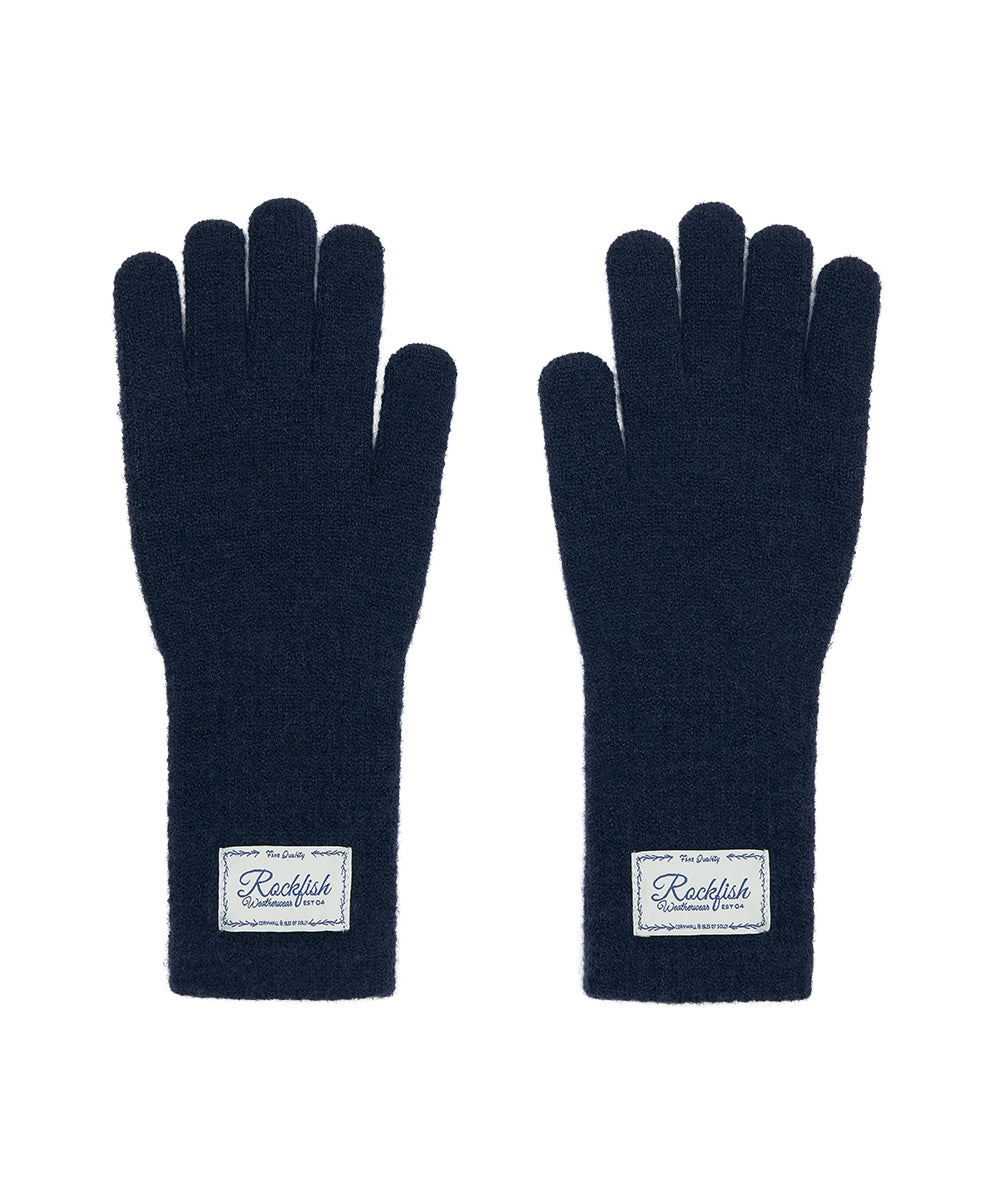 FLUFFY LONG GLOVES - NAVY FREE