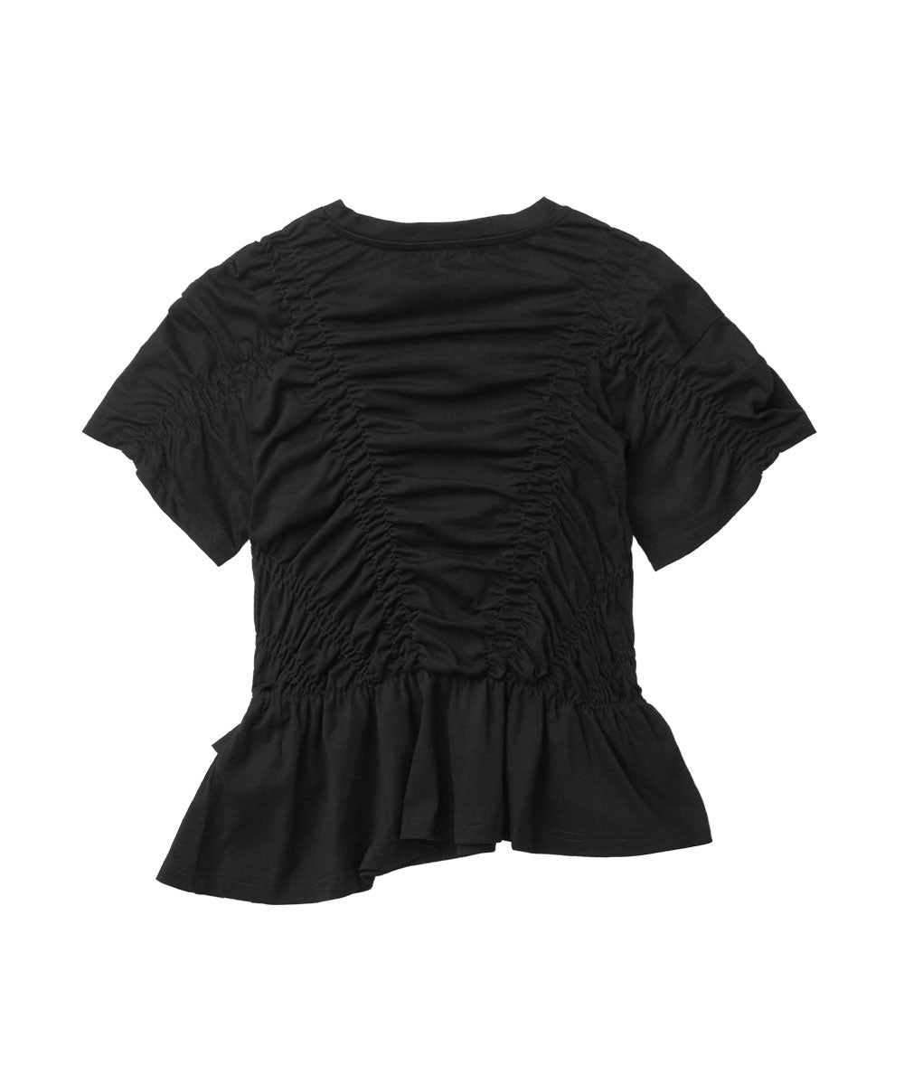 SHIRRING TSHIRT - BLACK M