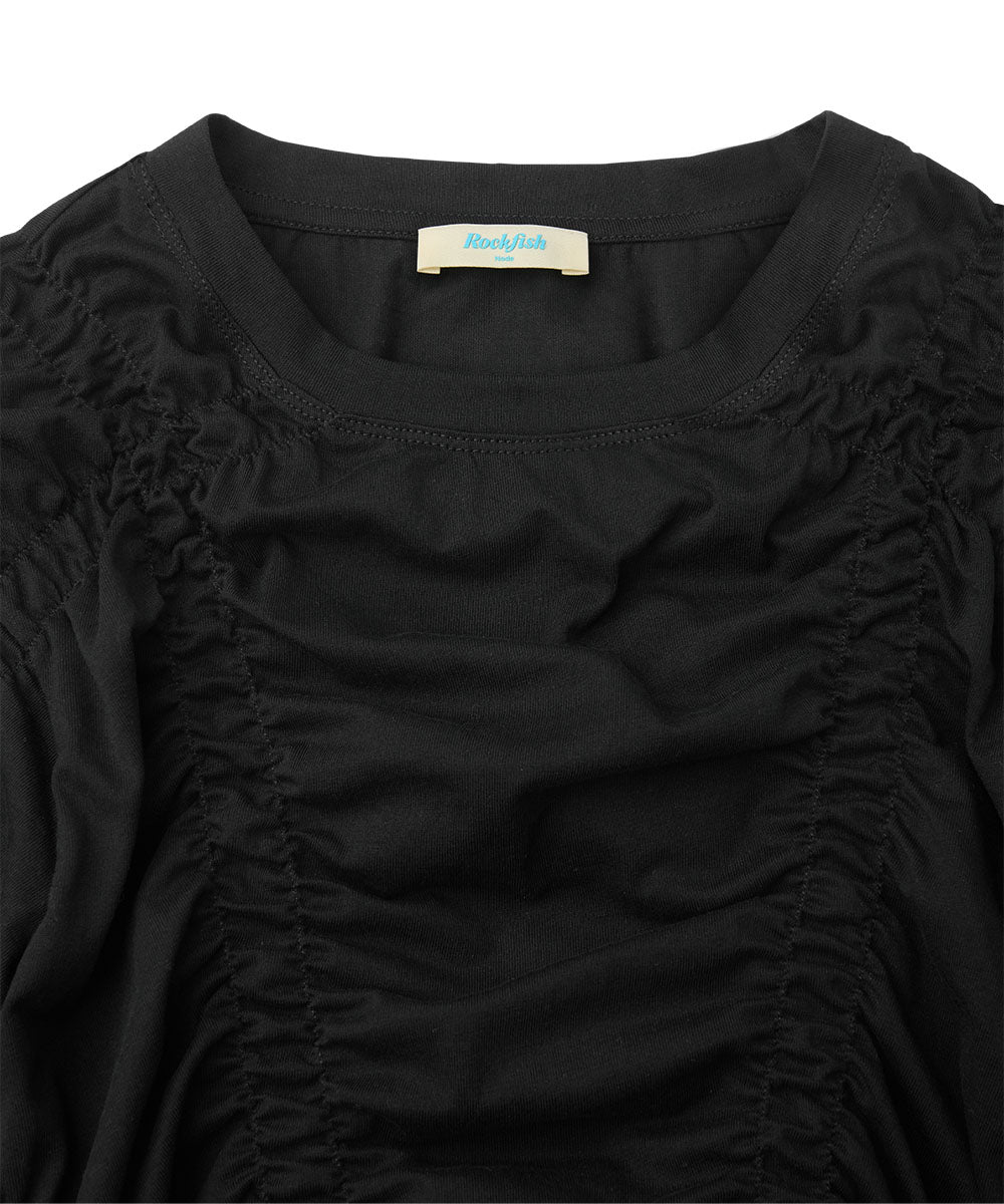 SHIRRING TSHIRT - BLACK M