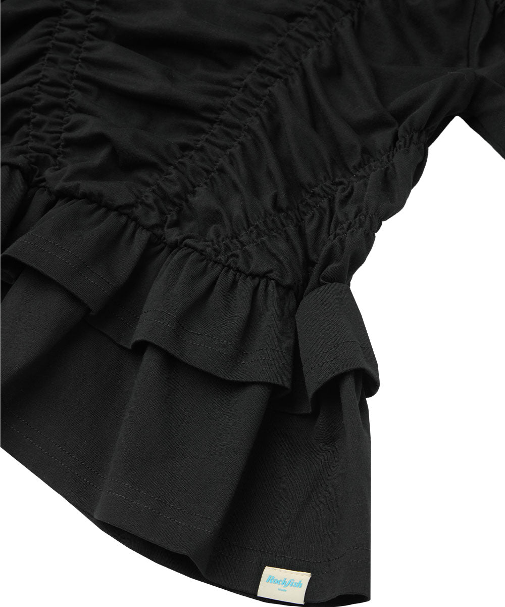 SHIRRING TSHIRT - BLACK M