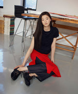 [NODE]SHIRRING TSHIRT - BLACK