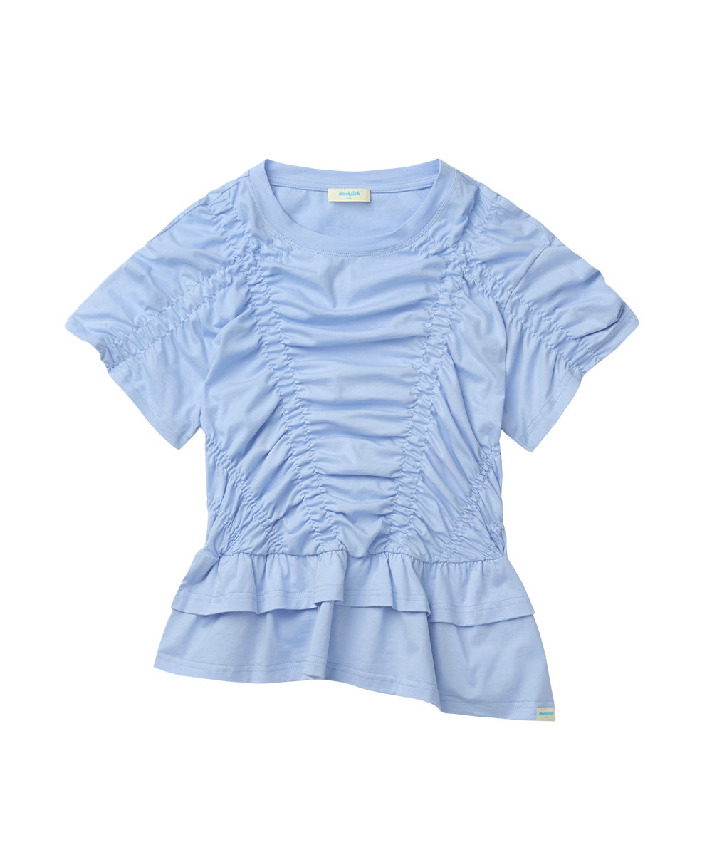 SHIRRING TSHIRT - BLUE M