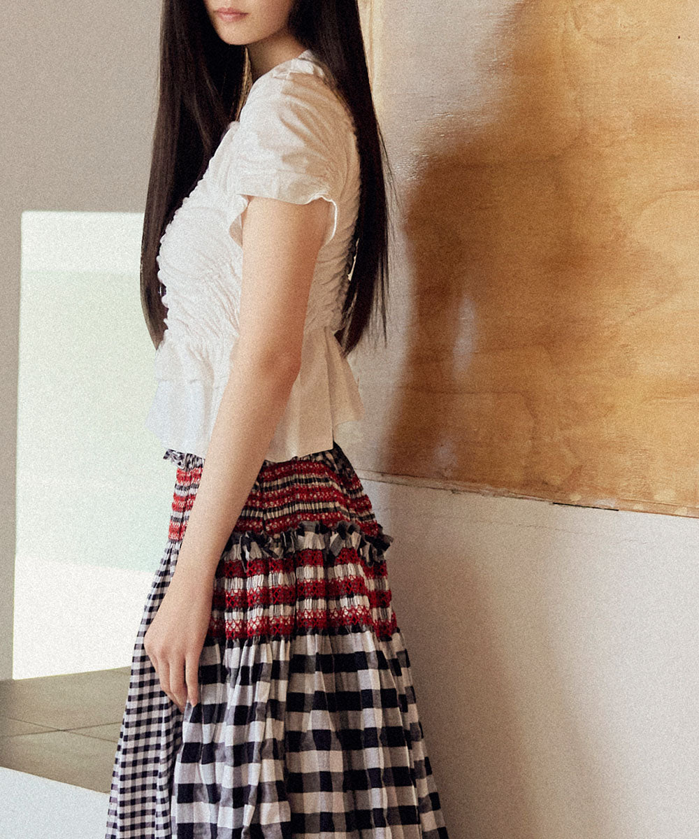 SHIRRING TSHIRT - IVORY M