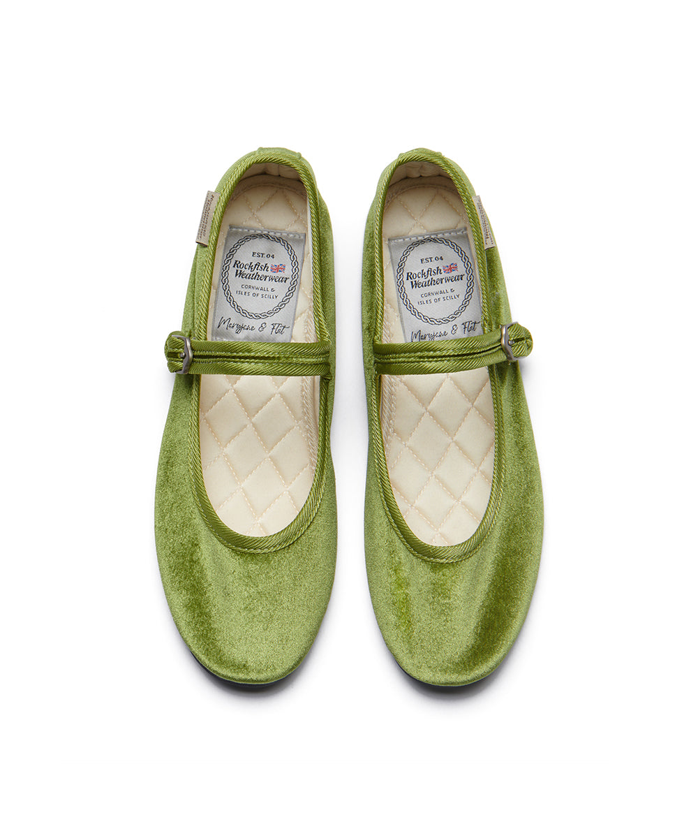 NEW BELLA QUILTED MARYJANES - OLIVE UK3.5(230)