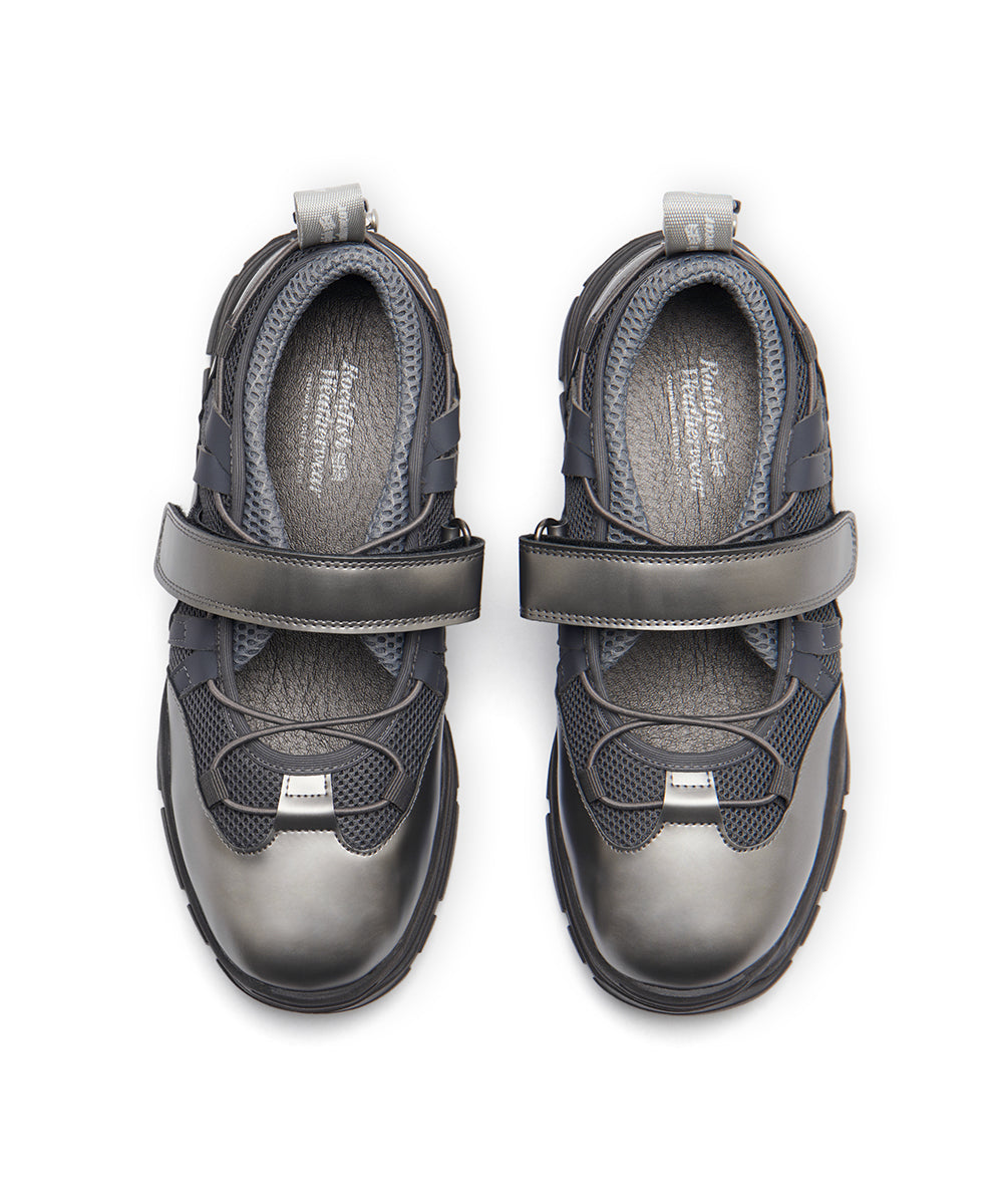 BRYN VELCRO SNEAKRES(MESH) - DARK SILVER UK3.5(230)