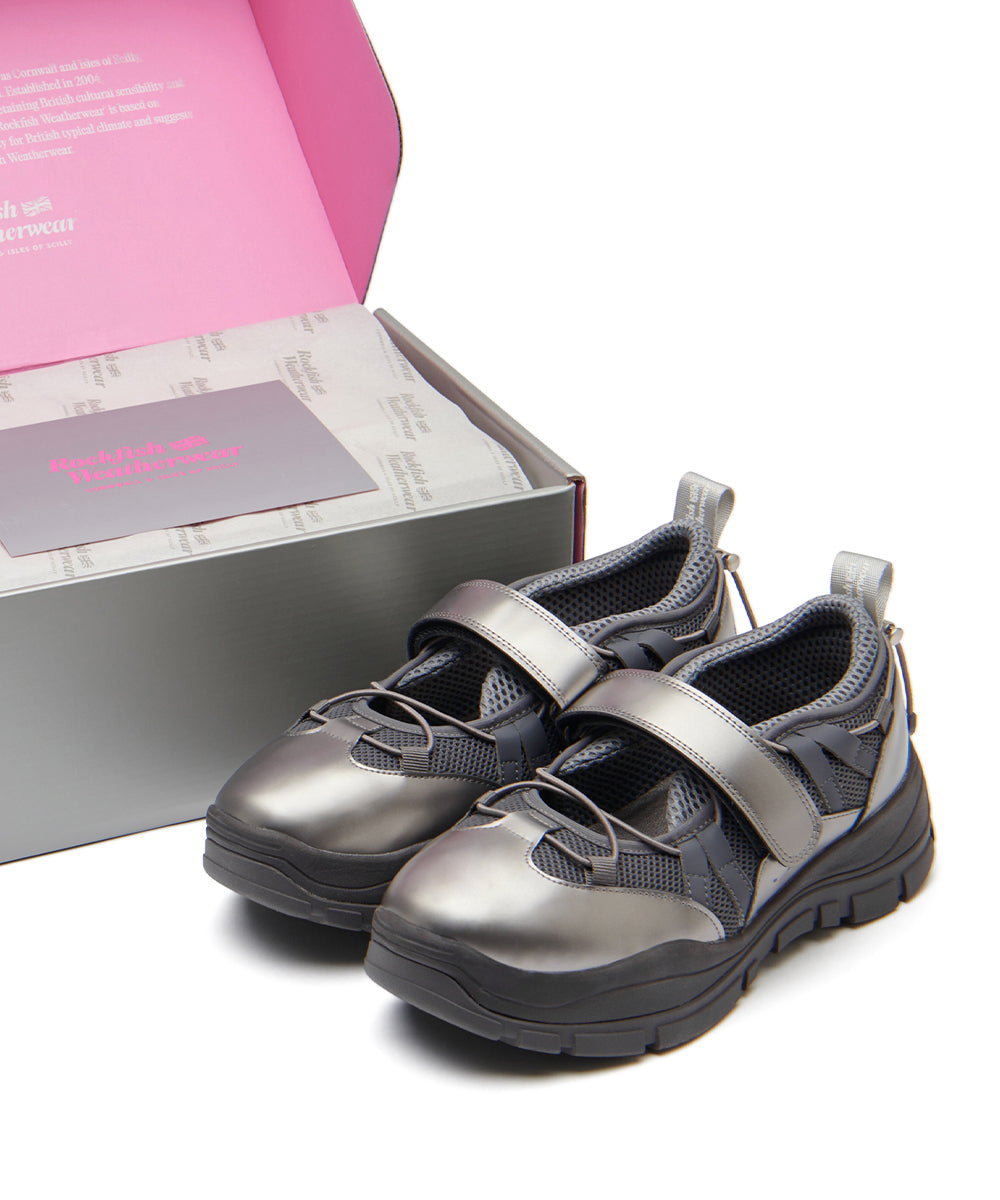BRYN VELCRO SNEAKRES(MESH) - DARK SILVER UK3.5(230)