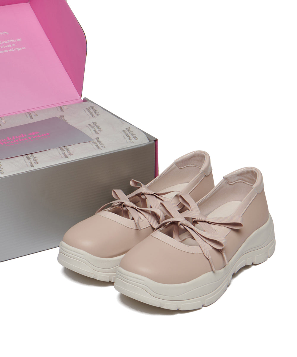 FLATFORM RIBBON MARYJANE - BEIGE UK3.5(230)