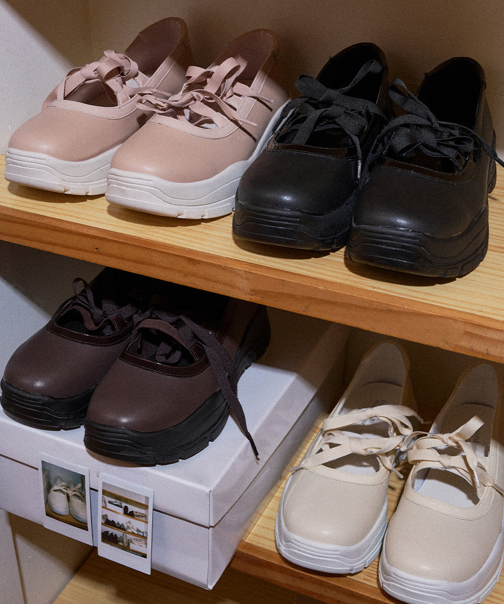 FLATFORM RIBBON MARYJANE - BEIGE UK3.5(230)