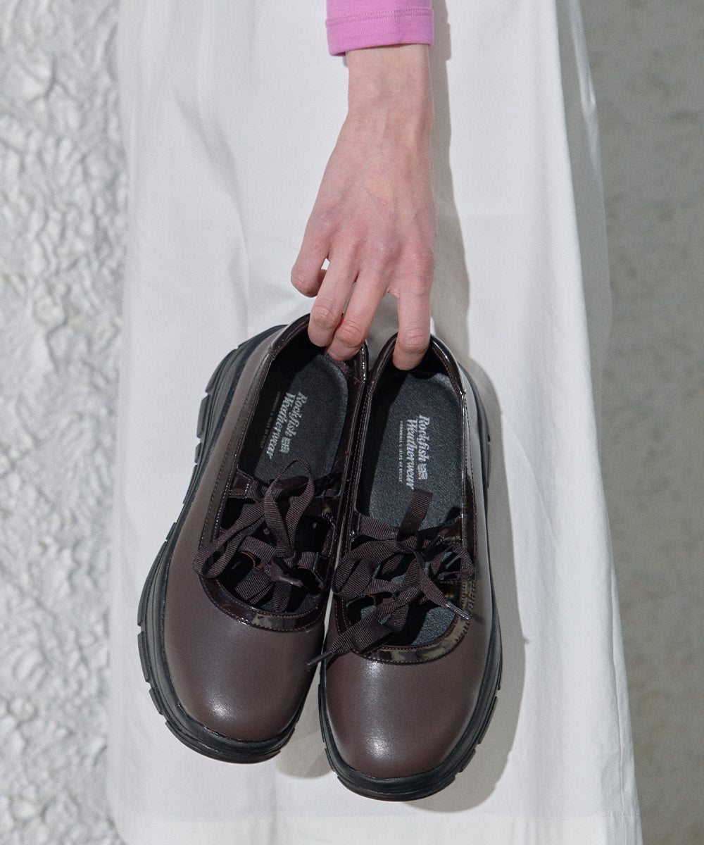 FLATFORM RIBBON MARYJANE - BROWN UK3.5(230)