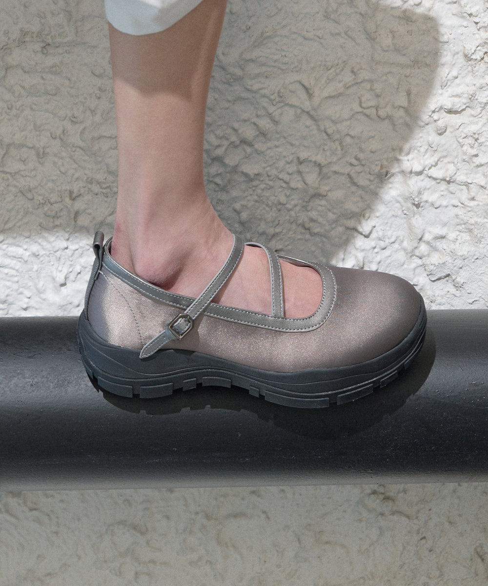 FLATFORM Z-STRAP MARYJANE - GREY UK3.5(230)