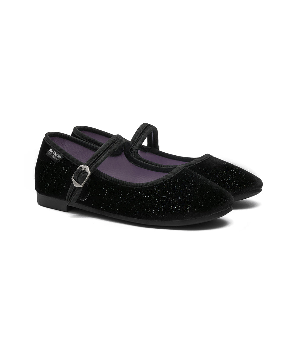NEW BELLA QUILTED MARYJANE - GLITTER BLACK UK3.5(230)