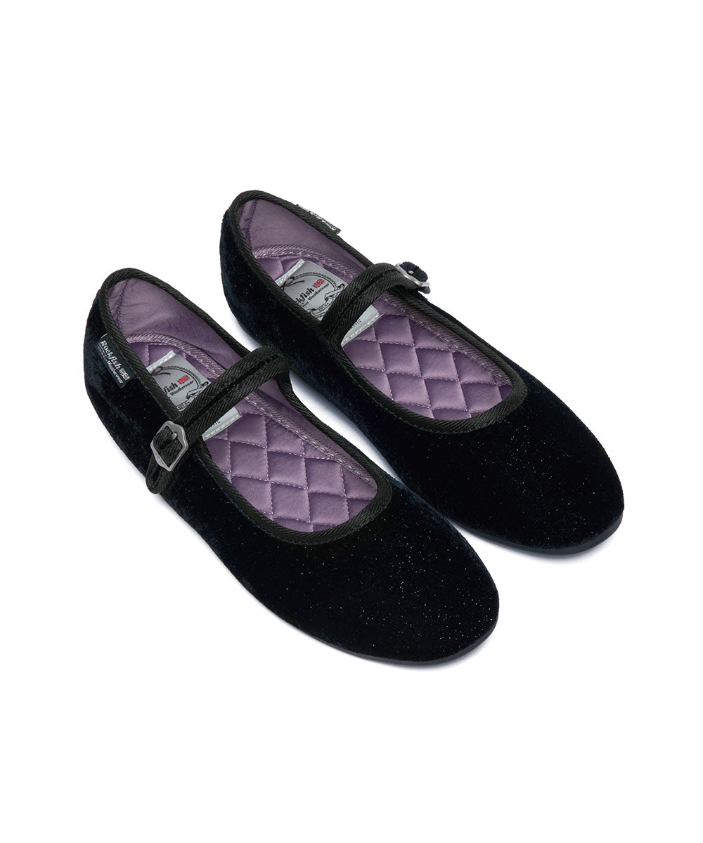 NEW BELLA QUILTED MARYJANE - GLITTER BLACK UK3.5(230)