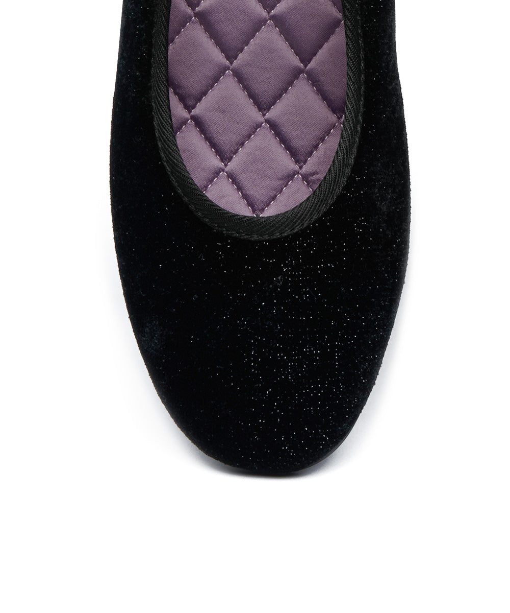 NEW BELLA QUILTED MARYJANE - GLITTER BLACK UK3.5(230)