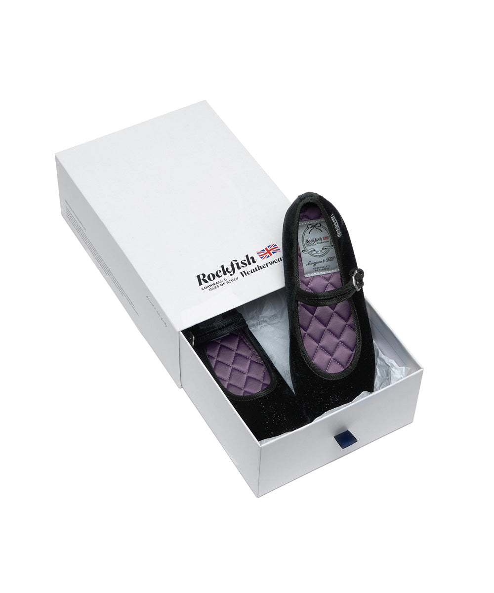 NEW BELLA QUILTED MARYJANE - GLITTER BLACK UK3.5(230)
