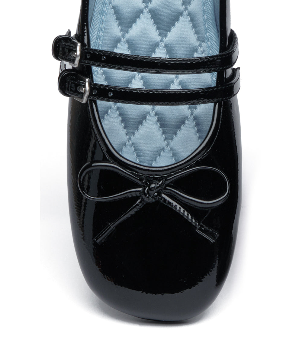 SQUARE TOE TWO STRAP MARYJANES(ENAMEL) - BLACK UK3.5(230)