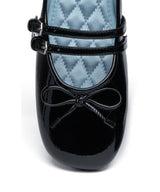 SQUARE TOE TWO STRAP MARYJANES(ENAMEL) - BLACK