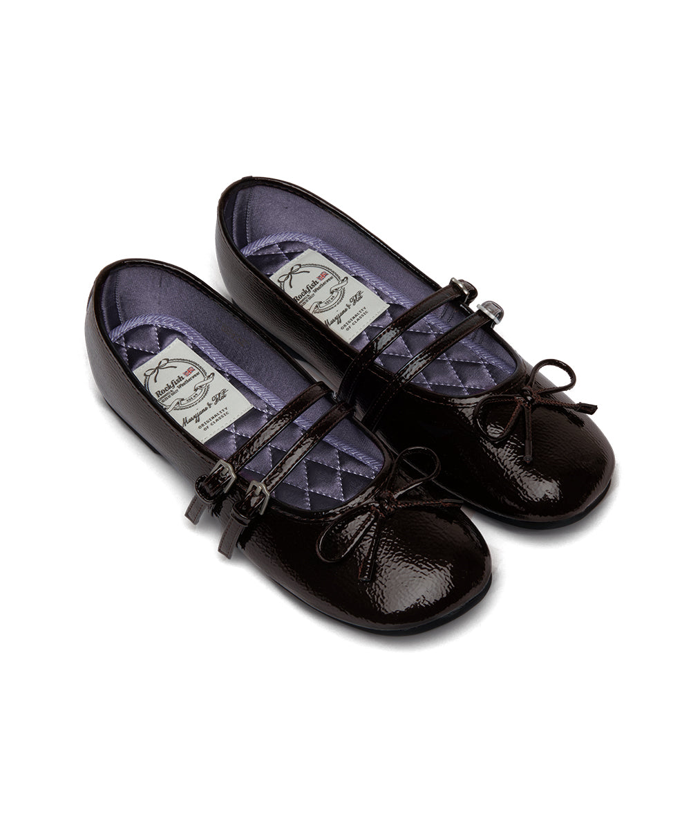 SQUARE TOE TWO STRAP MARYJANES(ENAMEL) - BROWN UK3.5(230)