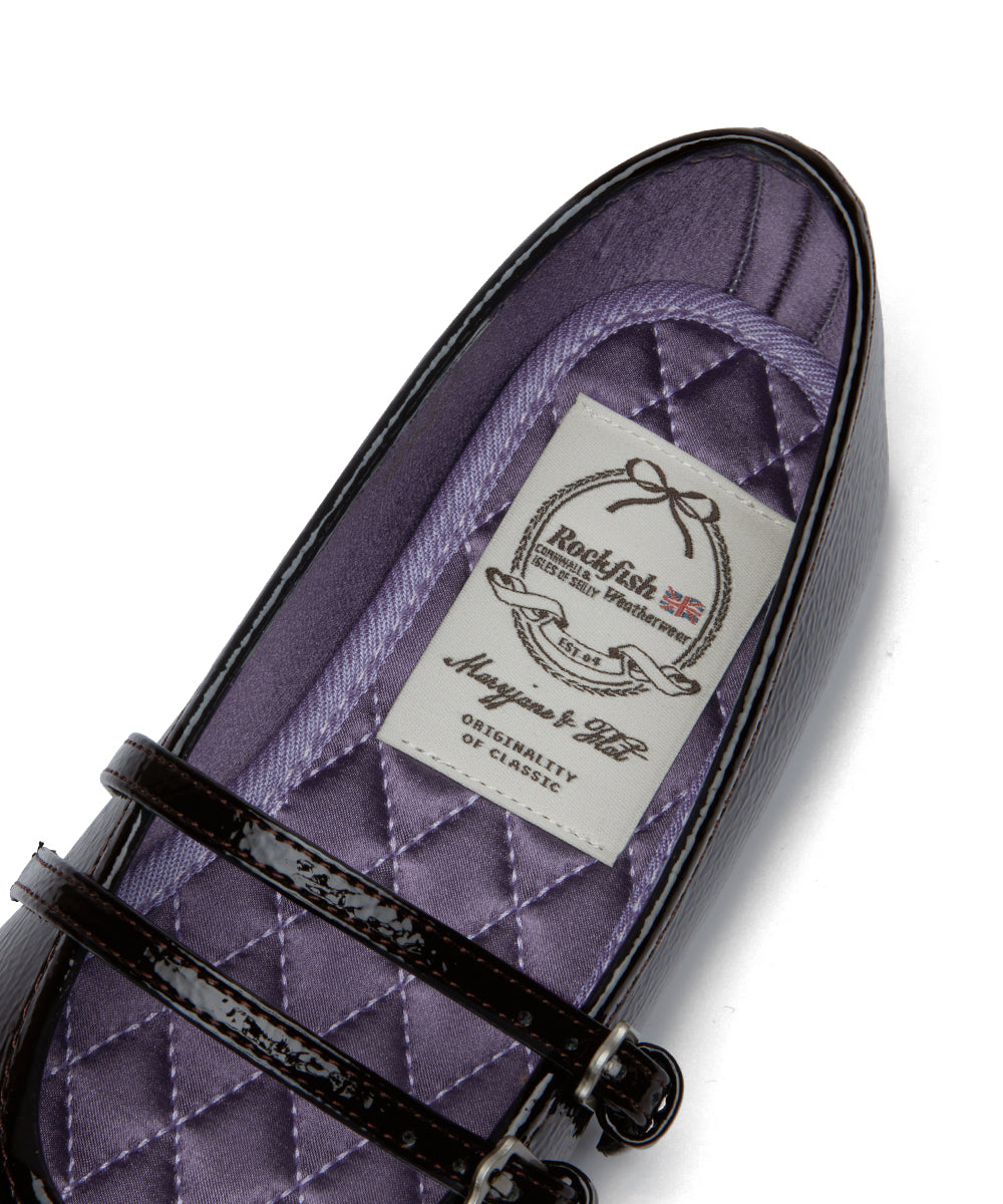 SQUARE TOE TWO STRAP MARYJANES(ENAMEL) - BROWN UK3.5(230)