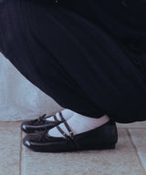 SQUARE TOE TWO STRAP MARYJANES(ENAMEL) - BROWN