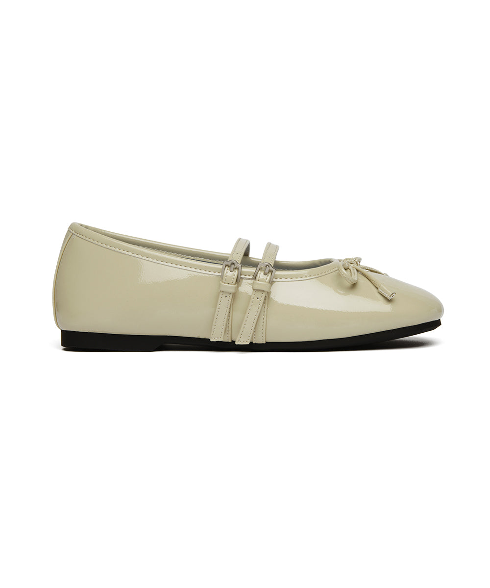 SQUARE TOE TWO STRAP MARYJANES(ENAMEL) - BUTTER UK3.5(230)