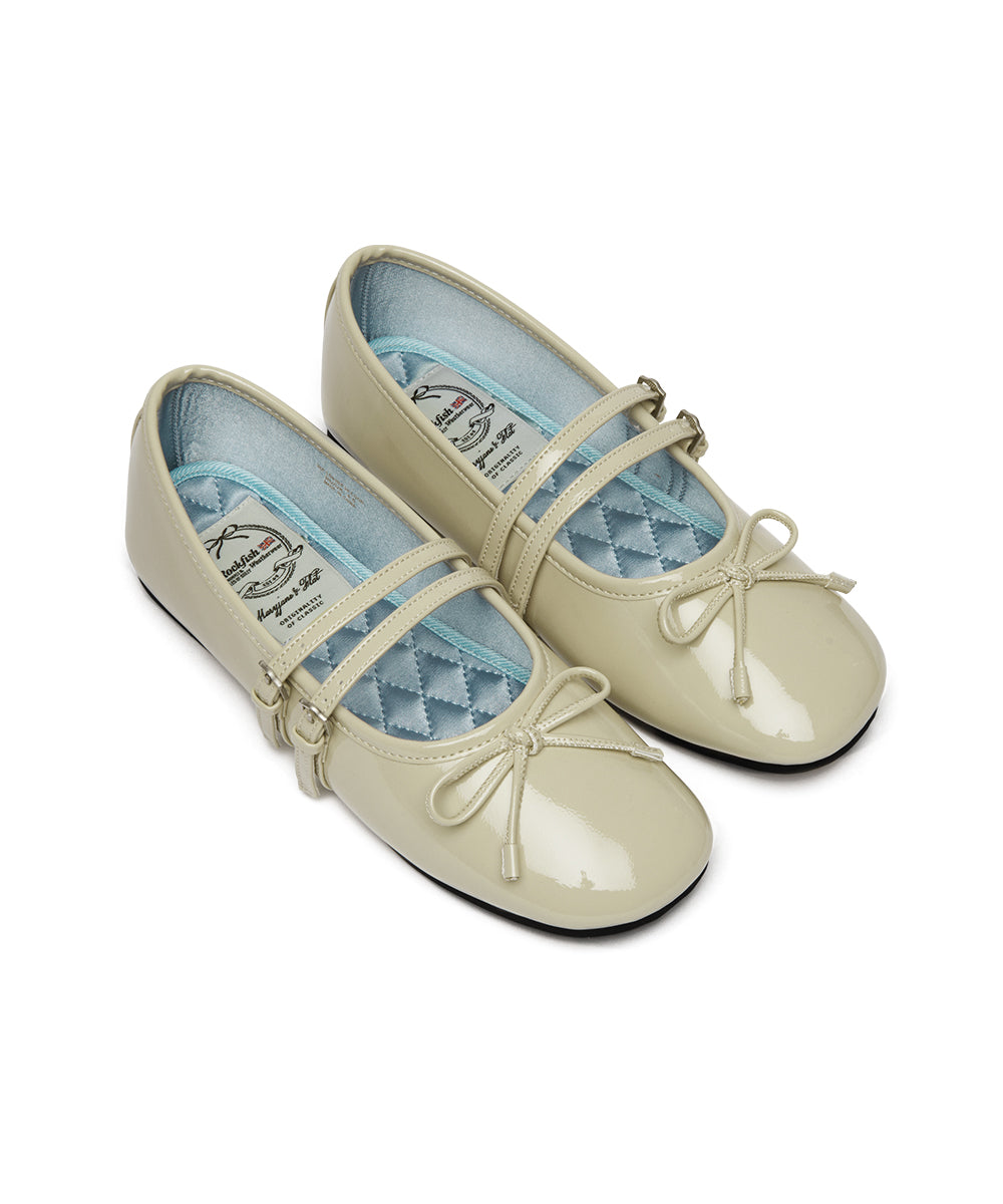 SQUARE TOE TWO STRAP MARYJANES(ENAMEL) - BUTTER UK3.5(230)