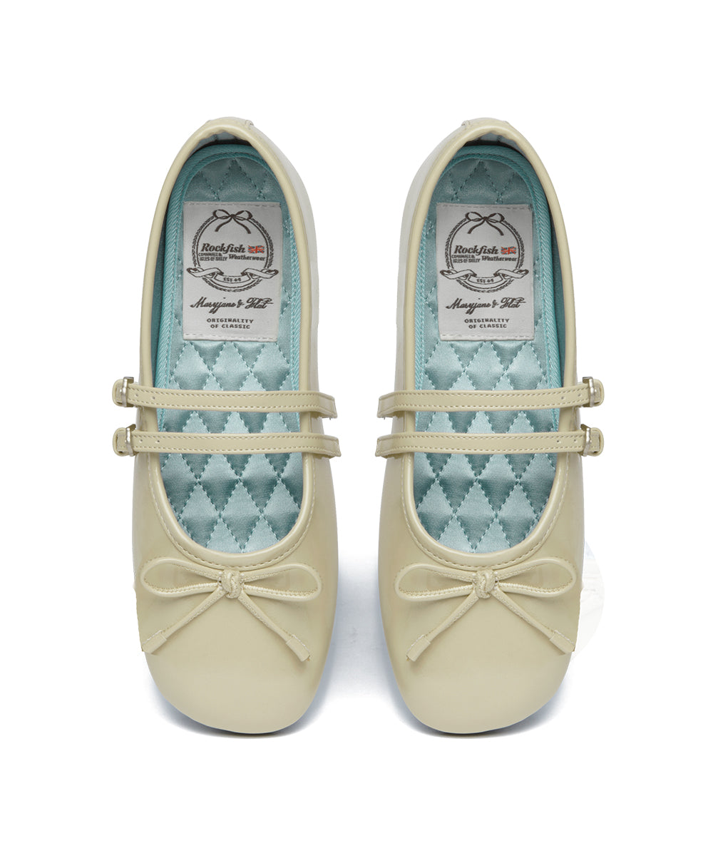 SQUARE TOE TWO STRAP MARYJANES(ENAMEL) - BUTTER UK3.5(230)