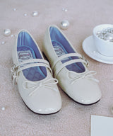 SQUARE TOE TWO STRAP MARYJANES(ENAMEL) - BUTTER