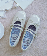SQUARE TOE TWO STRAP MARYJANES(ENAMEL) - BUTTER