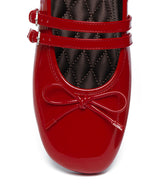 SQUARE TOE TWO STRAP MARYJANES(ENAMEL) - RED