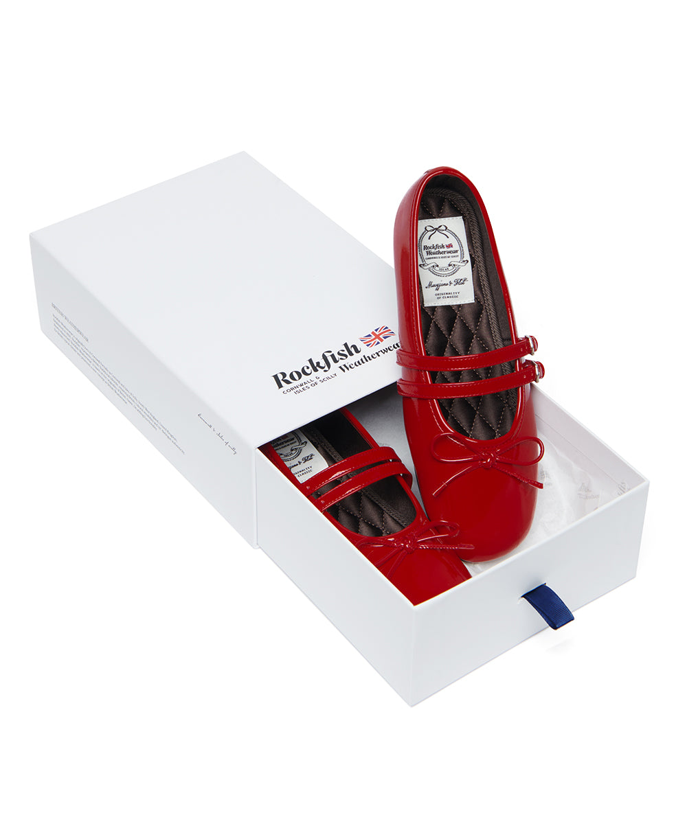 SQUARE TOE TWO STRAP MARYJANES(ENAMEL) - RED UK3.5(230)