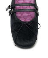 SQUARE TOE TWO STRAP MARYJANE (VELVET) - BLACK