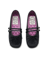 SQUARE TOE TWO STRAP MARYJANE (VELVET) - BLACK