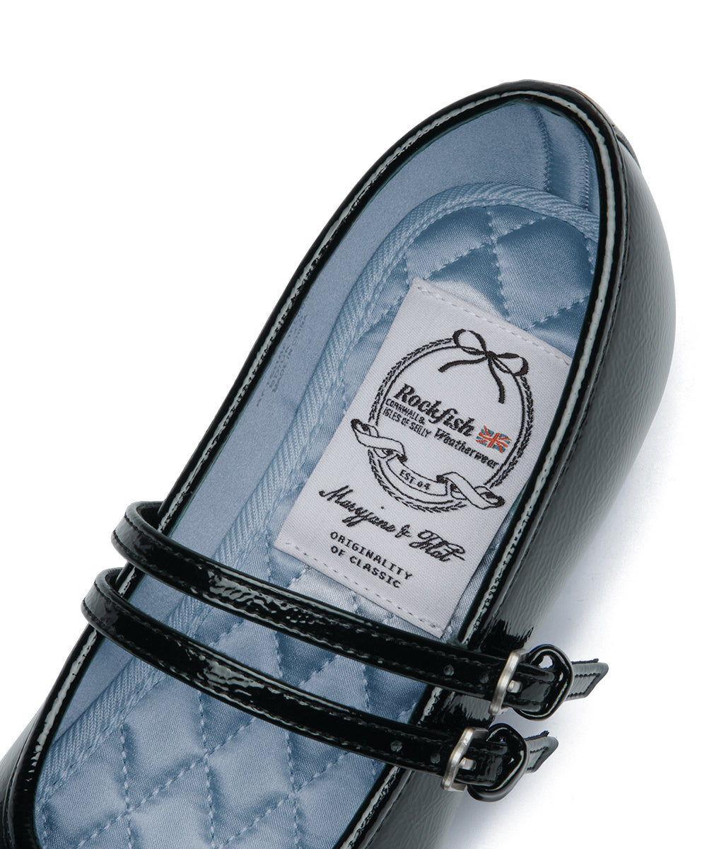 SQUARE TOE TWO STRAP MARYJANE(4CM) - BLACK UK3.5(230)