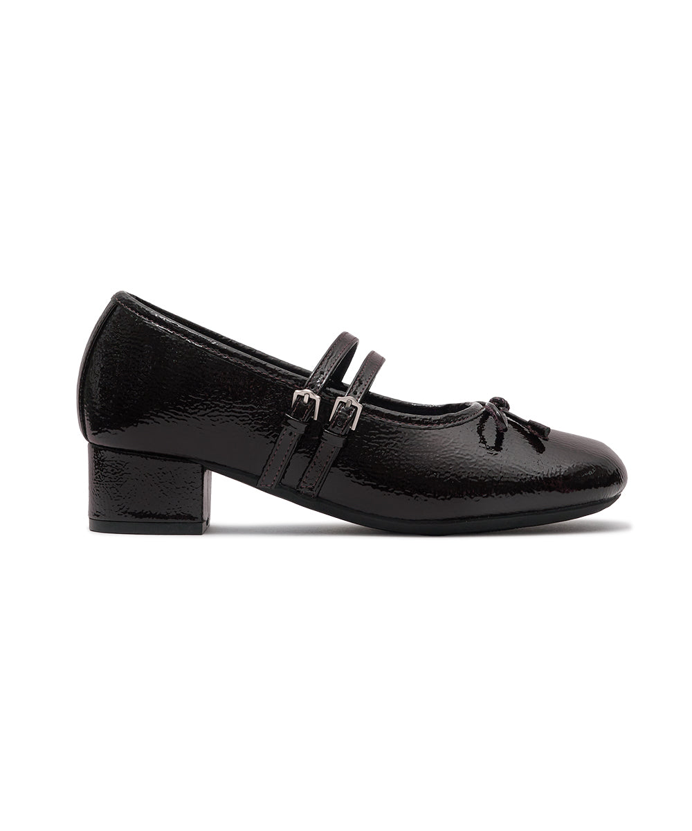SQUARE TOE TWO STRAP MARYJANE(4CM) - BROWN UK3.5(230)