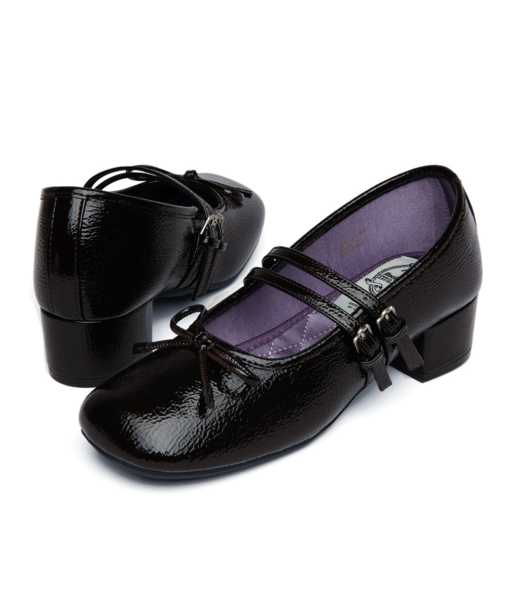 SQUARE TOE TWO STRAP MARYJANE(4CM) - BROWN UK3.5(230)