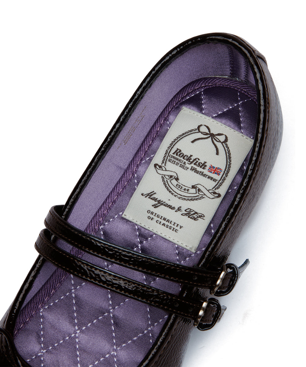 SQUARE TOE TWO STRAP MARYJANE(4CM) - BROWN UK3.5(230)