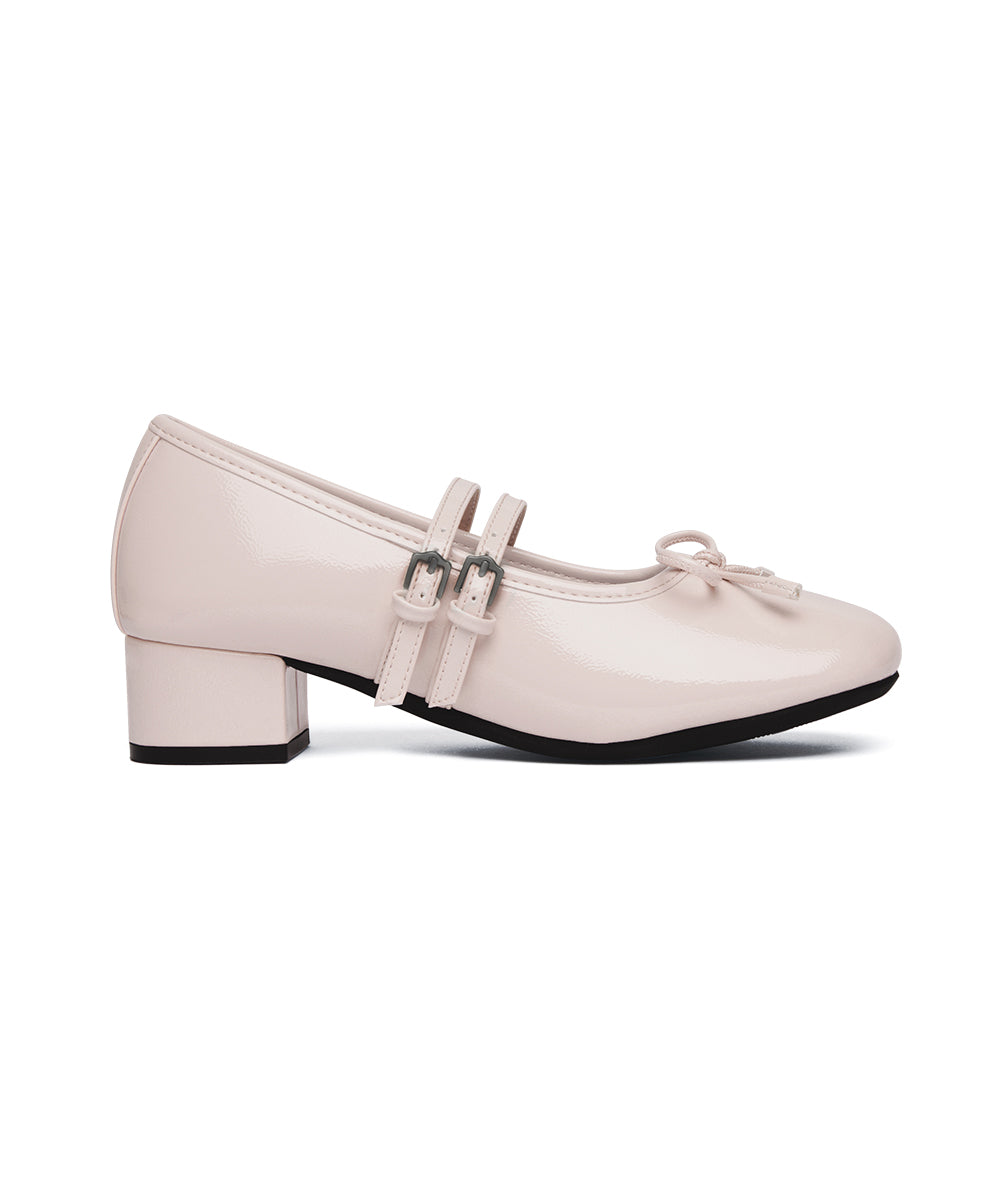 SQUARE TOE TWO STRAP MARYJANE 4CM - PINK UK3.5(230)