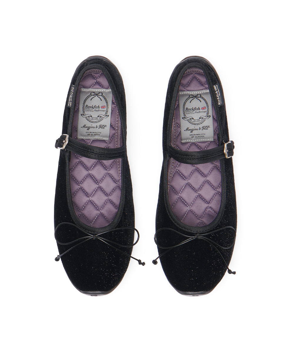 BELLA MARYJANES(PEBBLE SOLE) - GLITTER BLACK UK3.5(230)