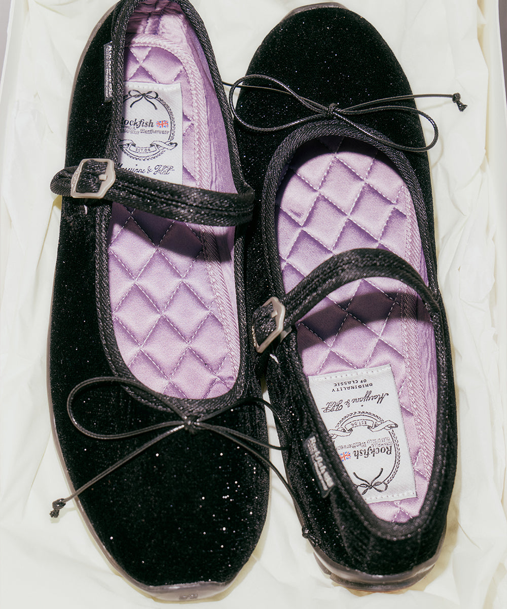 BELLA MARYJANES(PEBBLE SOLE) - GLITTER BLACK UK3.5(230)