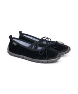 BELLA CROSS BANDING FLATS(PEBBLE SOLE) - BLACK