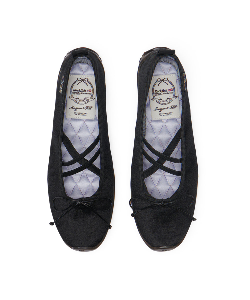 BELLA CROSS BANDING FLATS(PEBBLE SOLE) - BLACK UK3.5(230)
