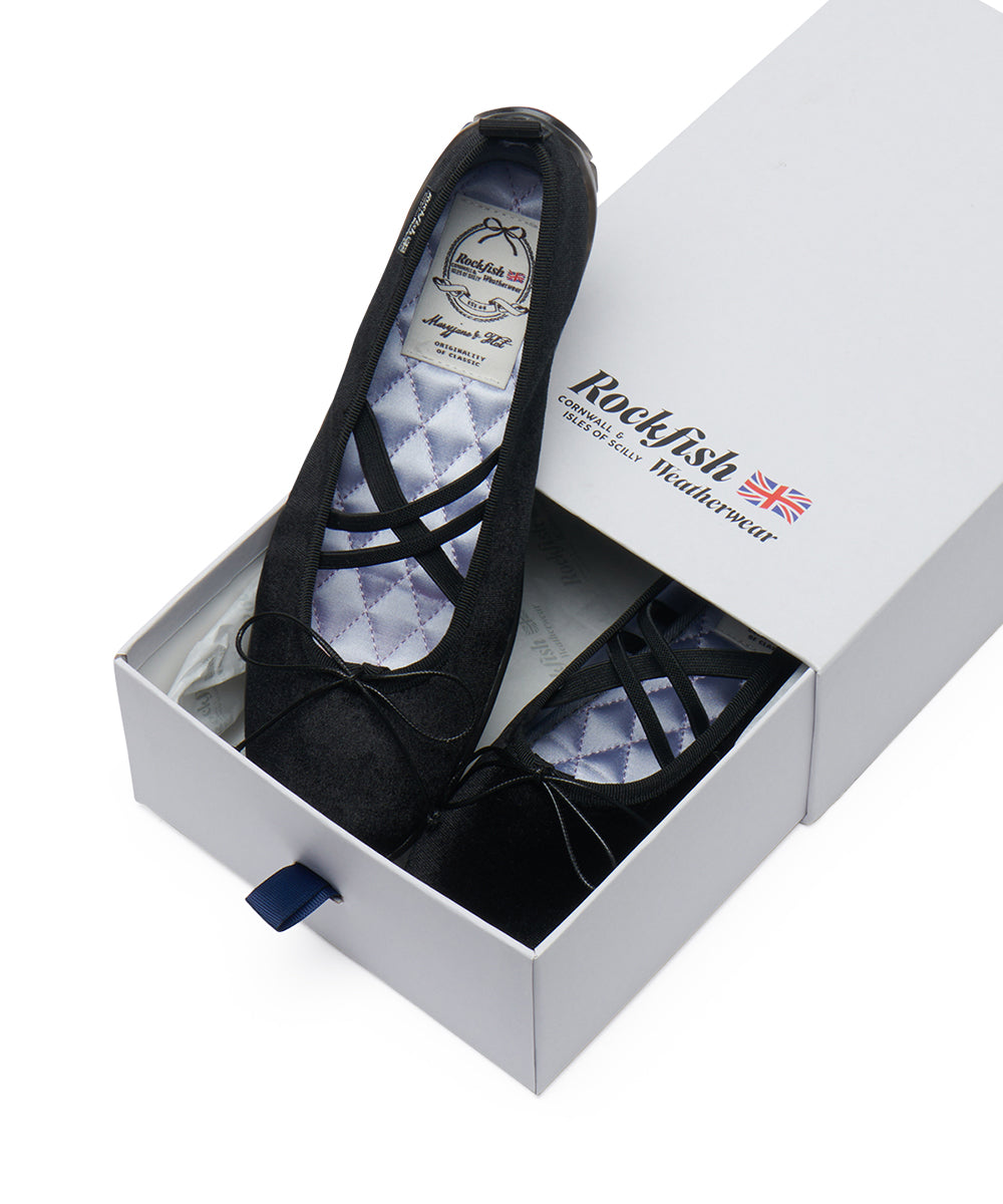 BELLA CROSS BANDING FLATS(PEBBLE SOLE) - BLACK UK3.5(230)